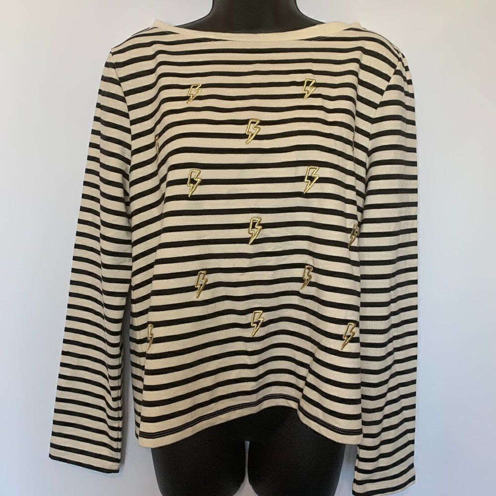 Betsey Johnson Performance Lightening Bolt Stripped Shirt